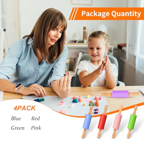 Mini Silicone Rolling Pin for Kids (4 PACK / 4 Pack)