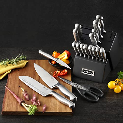 Knife Set Sharp Kitchen Knife Block Set w Built (StainlessBlack / 20 pieces)
