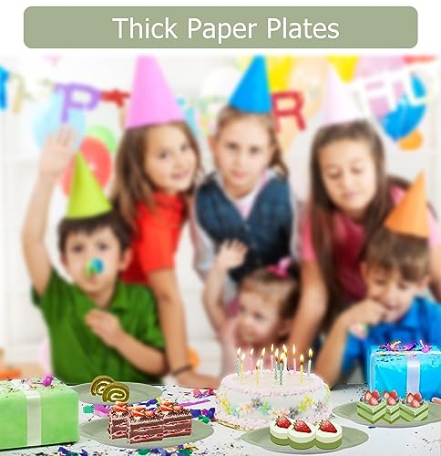 50 PCS Sage Green Paper Plates 7 Inch Disposable Plates Dessert Plates Sage Green Dinner Plates for Wedding Baby Shower Birthday Party Supplies (Sage Green / 7 INCH)