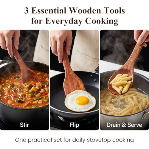 Wooden Spoons for Cooking (Wooden Spatula Spoon)