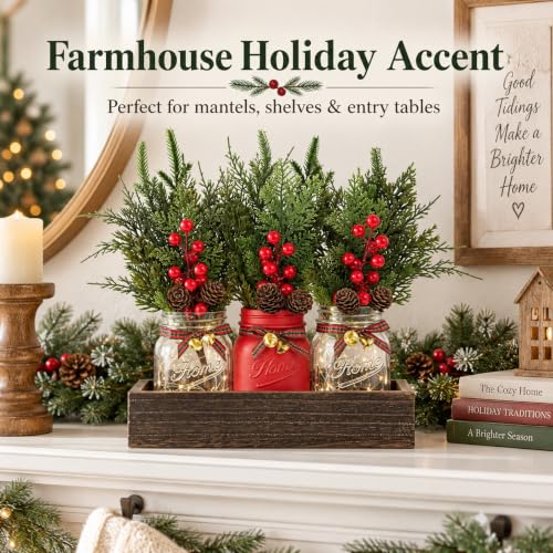 Mason Jar Christmas Table Decor (Red)