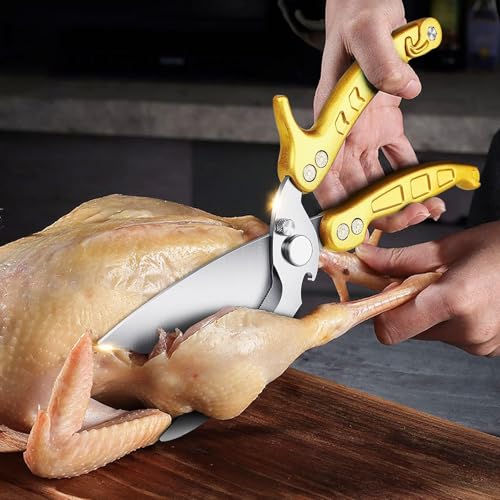 Poultry Shears Heavy Duty Kitchen Scissors (Yellow)