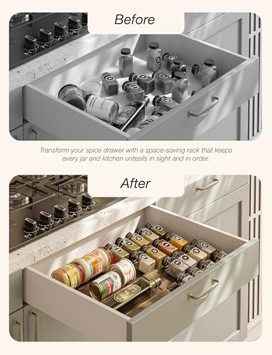 Acacia Wooden Spice Rack Organizer for Cabinet (Walnut / Pack 8)