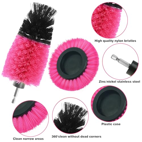 8 Pcs Drill Brush Attachment Set (Pink)
