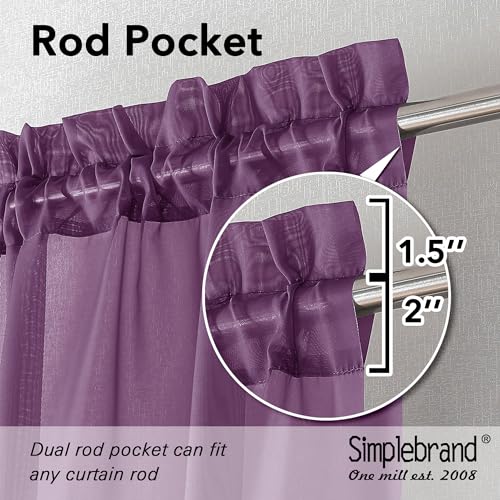 Plum Sheer Curtains 63 Inch Length 2 Panels (Plum / 42"W x 63"L (Pack of 2))