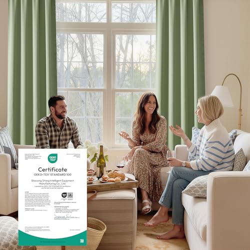 Bedroom Blackout Curtains 63 inches Long (100% Blackout - Sage Green / 62"W x 72"L (Pack of 2))