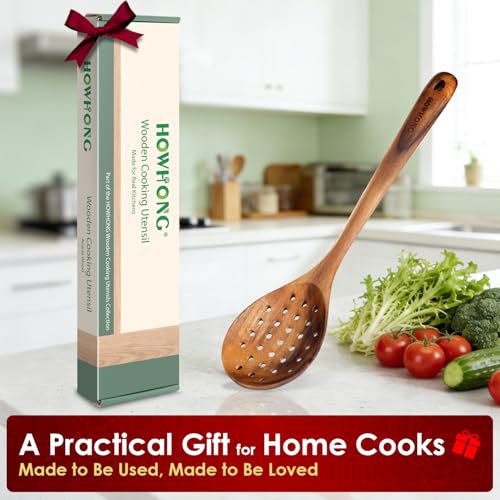 13.5" Acacia Wooden Slotted Spoon
