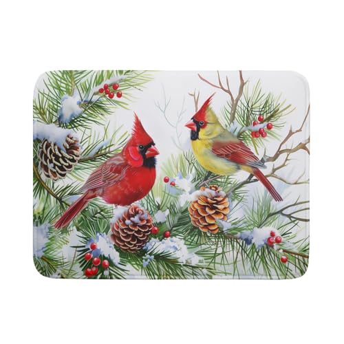 Red Birds Dish Drying Mat (24" x 18")