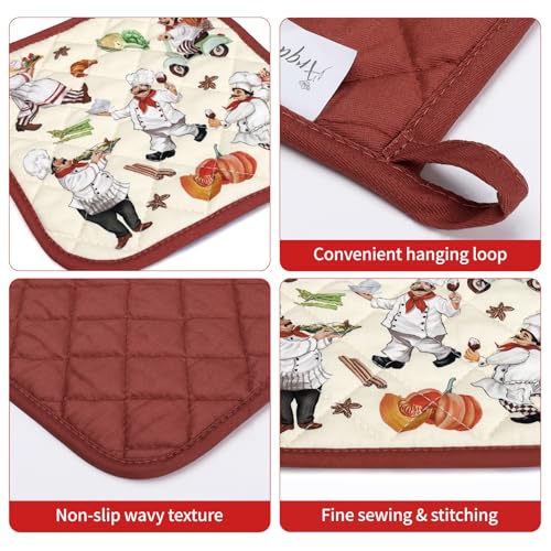 Chef Oven Mitts and Pot Holders Set (Chef / Oven Mitt x2 & Pot Holder x2)