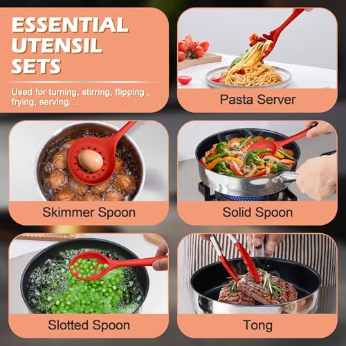Kitchen Cooking Utensils Set (Red)