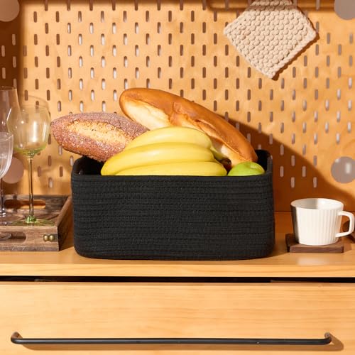 Small Storage Baskets for Organizing (4pcs-L13xW8.5xH5.1" / Black)