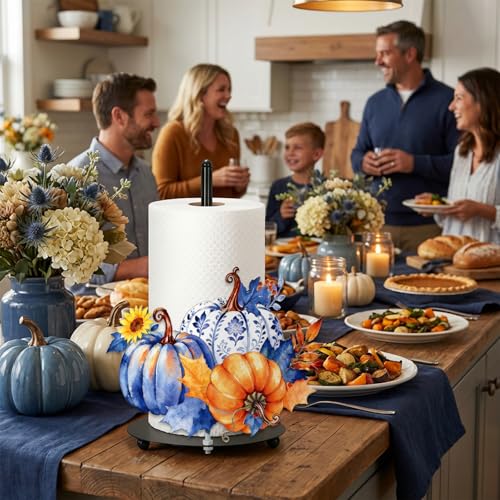 Fall Pumpkin Paper Towel Holder Chinoiserie Kitchen Decor Accessory