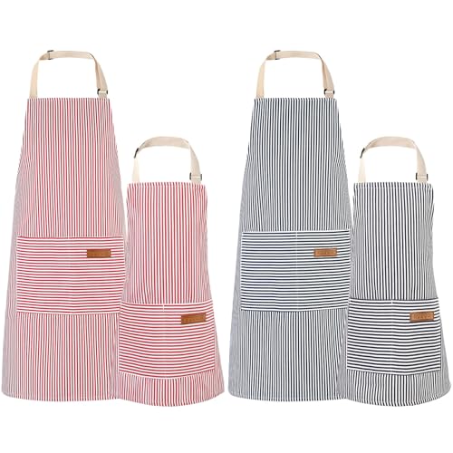 4 Pack Parent and Child Aprons Set (Blue+pink)