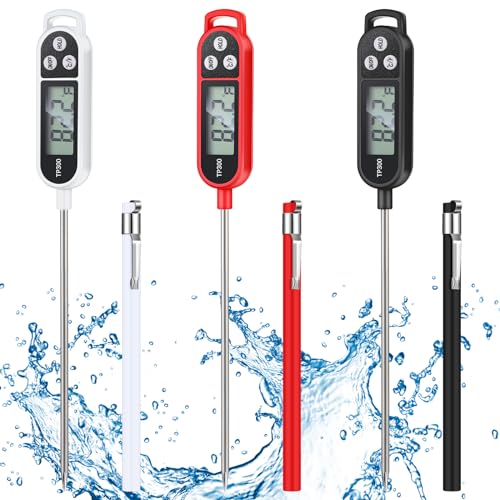 6 Pcs Food Thermometer Instant Read Probe BBQ (Black, White, Red)