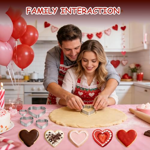 Love Heart Cookie Cutter Set Pack of 5 Valentines Day Heart Biscuit Cutter for Sandwiches (A-Heart)