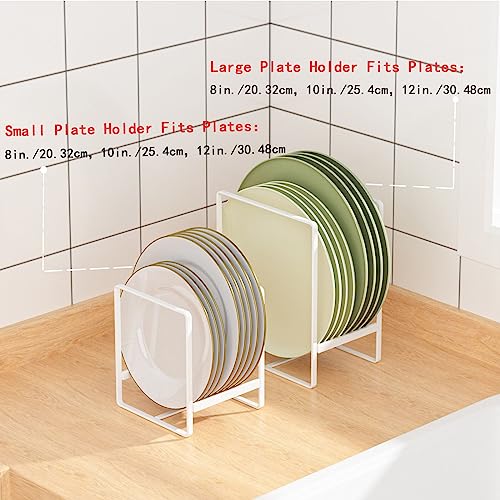 2 Pack Large Plate Holders Organizers Upright Cabinet Dish Drying Racks Metal Plate Dish Organizers Racks Stands for Countertop and Cupboard 7.87in. x 6.29in. x 4.52in. Black (2Black)