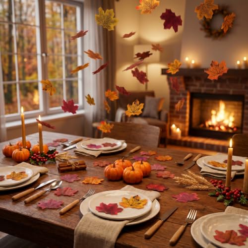400Pc Artificial Fall Leave Silk Maple Leaf for Thanksgiving Decor (400 Pc Fall Leaves / Fall Leaves)