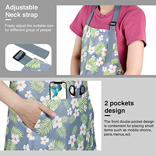 3 Pack Floral Aprons with Pocket (Orange, Green, Yellow)