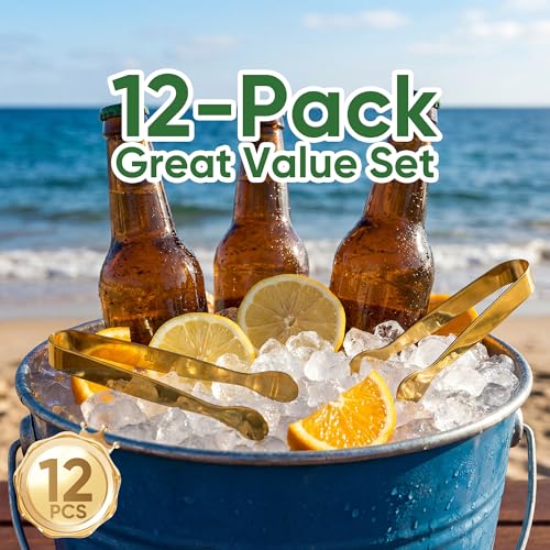 12 Pcs Gold Serving Tongs (Golden / 4.5 inch)
