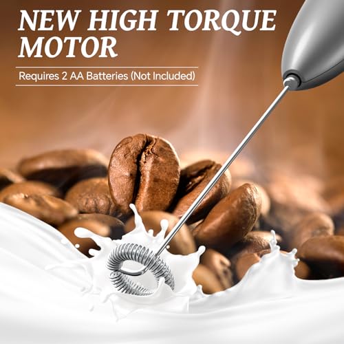 Milk Frother Handheld Electric Foam Maker Battery Operated (Silver)