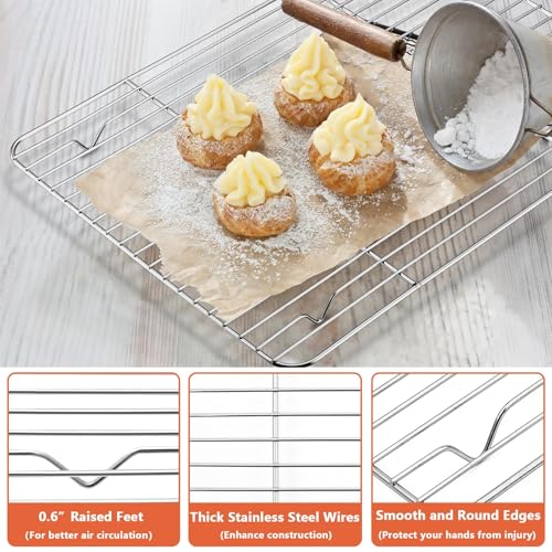 4 Pcs Baking Wire Rack for Cooling (8.6 + 9.7+ 11.6 + 15.3 Inch)