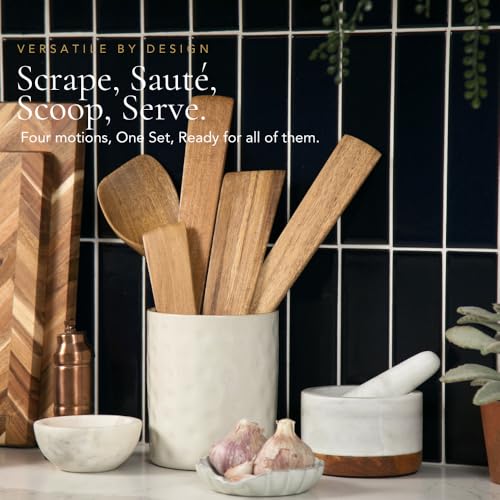 5 Piece Acacia Wood Utensil Set