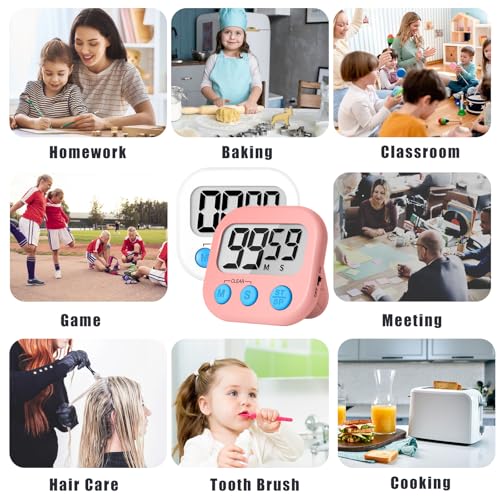 Classroom Timer for Kids Teachers 2 Pack Digital Timers White Pink (White & Pink)
