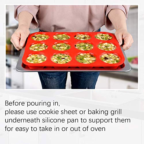 12 Cups Silicone Muffin Pans for Baking (12-Cup Regular)