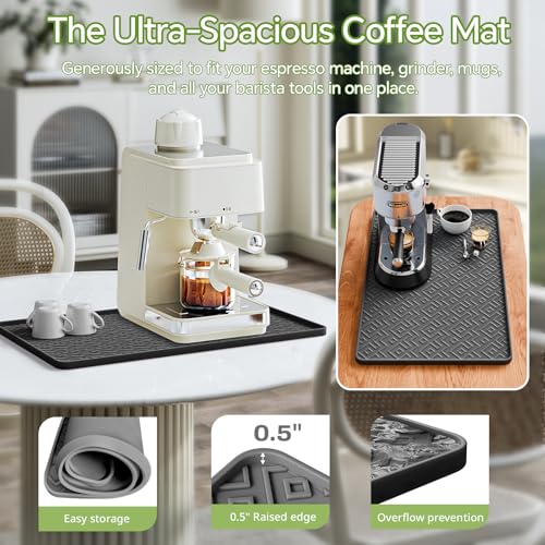 Silicone Coffee Mat 19" x 12" (Black / 19'' x 12'')