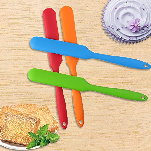 4pcs Silicone Spatula Set Heat Resistant Cake Cream Butter Spatulas Mixing Batter Scraper Non (Multicolor)
