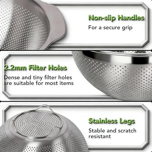 304 Stainless Steel Colander (5QT+5QT)