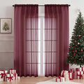 Wine Sheer Curtains 84 Inches Long 2 Panels Set (Wine / 59"W x 84"L (Pack of 2))