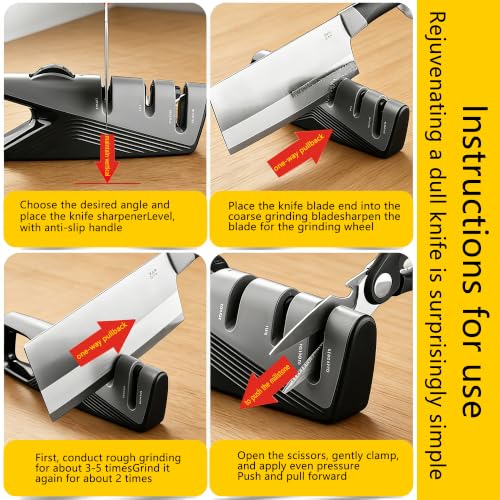 5 Adjustable Knife Sharpener for Straight & Serrated Knives (Gray)