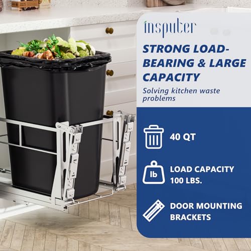 10 Gal Pull Out Trash Can Under Cabinet with Tiltable 10° (Silver / Single-10Gal)