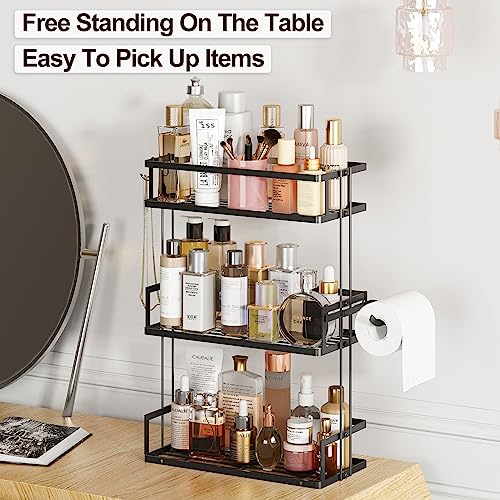 3 Tier Over Toilet Storage Shelf (Black / 3-Tier)