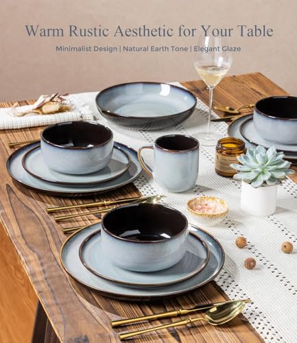 Ceramic Dinnerware Sets for 6 (Modern-Gray White / Service for 6 (18 Pcs))