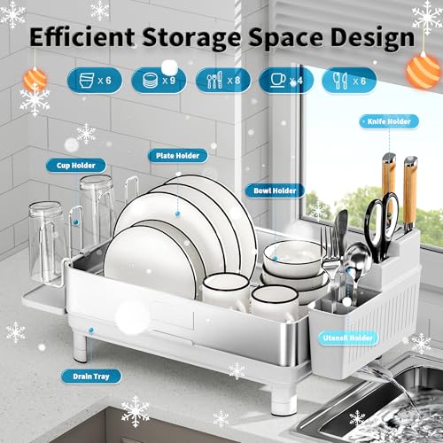 Dish Drying Rack (B-white 1-tier 22.8''x12.6'')