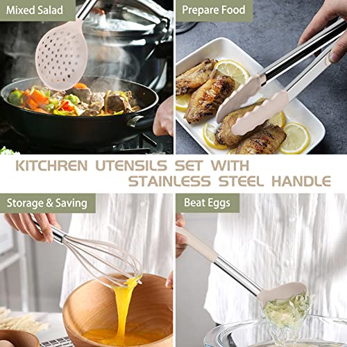 Stainless Steel Kitchen Cooking Utensil Set (Khaki)