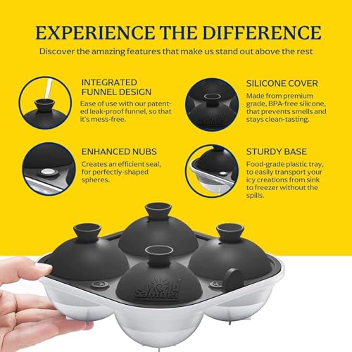 Large Silicone Premium Ice Trays (Black / 4 Spheres / 6 Cubes(Ice Bag))