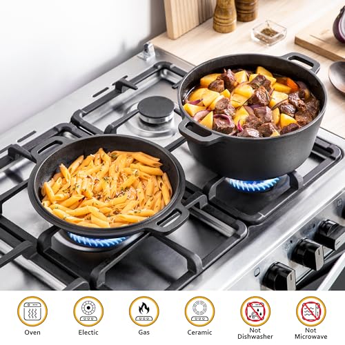 Cast Iron Dutch Oven with Skillet Lid (5QT)