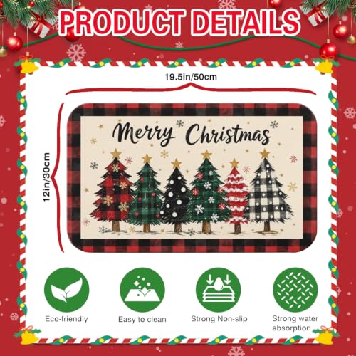 Christmas Dish Drying Mat Kitchen Countertop (RedBlack / 19" x 12")