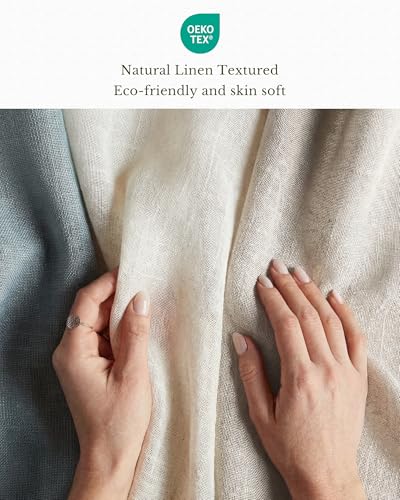 Semi Sheer Linen Curtains for Bedroom (52"W x 84"L (Pack of 2) / Natural)