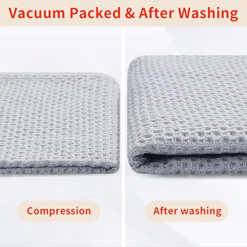 100% Cotton Waffle Weave Kitchen Dish Towels 18 (Light Gray / 13 X 28 - 18 Pack)