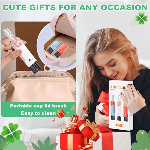3 in 1 Cup Lid Cleaning Brush (Red, Pink, Blue(3pcs))