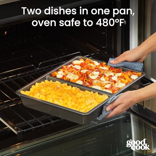 Premium Nonstick Divided Baking Pan (11 x 14-Inch / Gray)