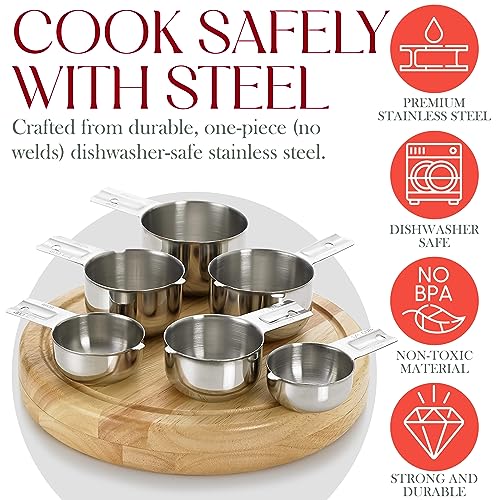 Stainless Steel Measuring Cups Set of 6 (Stainless Steel)