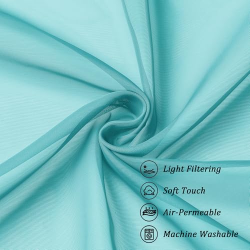 Sheer Valances for Windows 2 Pack (Turquoise / 42"W x 18"L (Pack of 2))