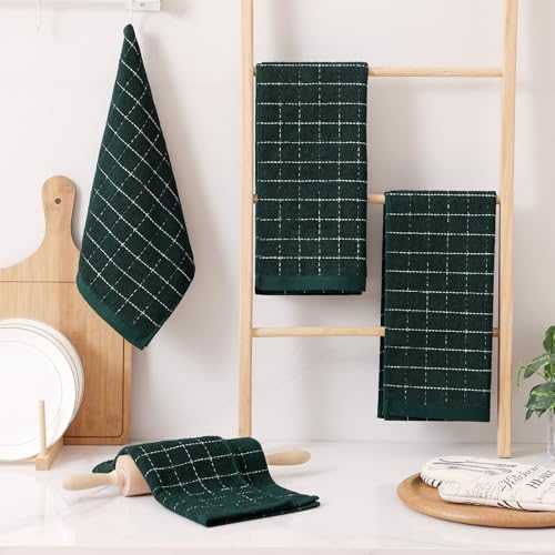 100% Cotton Terry Kitchen Towels (Blackish Green / 13 X 28 - 8 Pack)