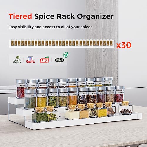 2 Pack Expandable Spice Rack Organizer for Cabinet (White / 2 Pack)