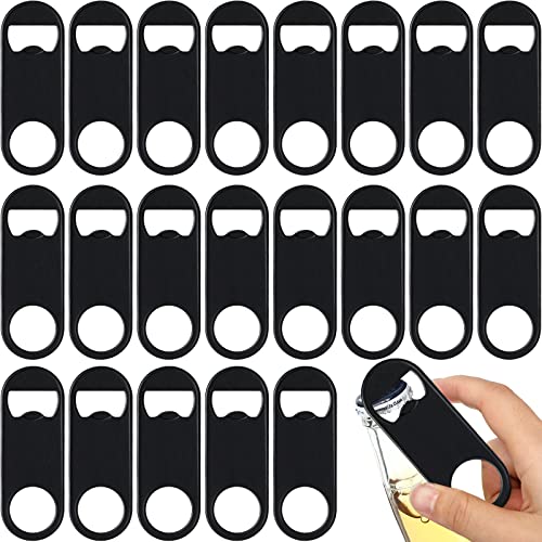 50 Pcs Bottle Openers Stainless Steel Flat Bottle Opener Bulk 3.4 x 1.3 Inches Bartender Beer Key Soda Can Mini Speed for Kitchen (Black)